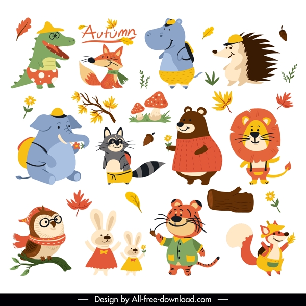 卡通秋季动物图片