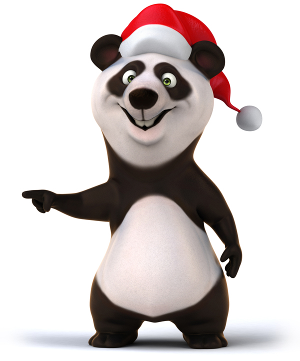 戴圣诞帽的熊猫卡通画图片