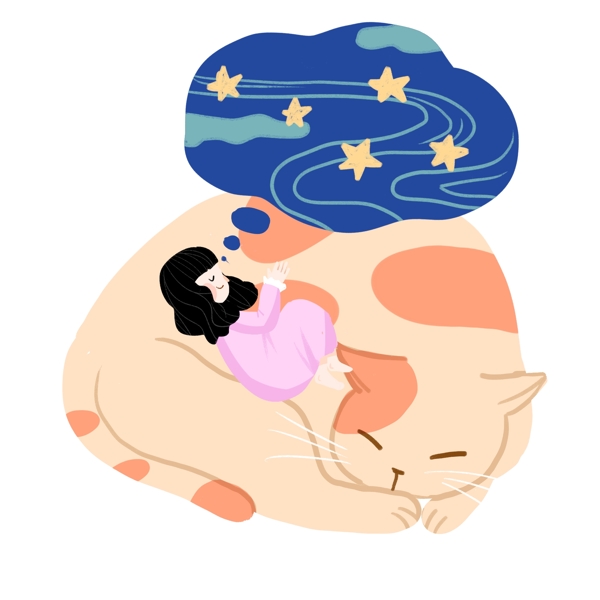 猫咪睡觉插画图片