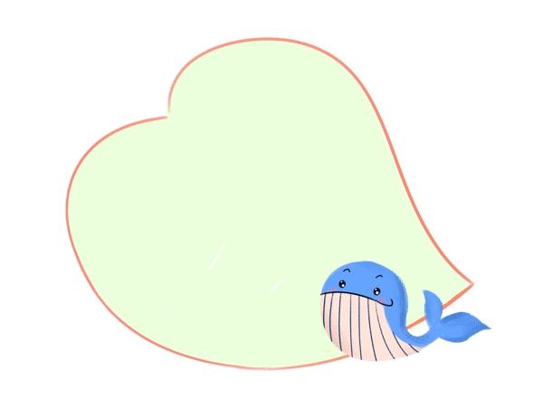 鲸鱼桃形边框插画