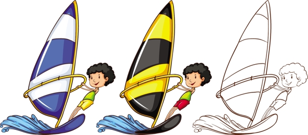 男孩驾驶帆船海上航行插图