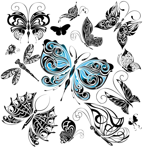 精美的手绘蝴蝶矢量素材