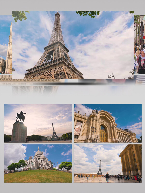 4k浪漫巴黎铁塔城市景观历史人文建筑展示