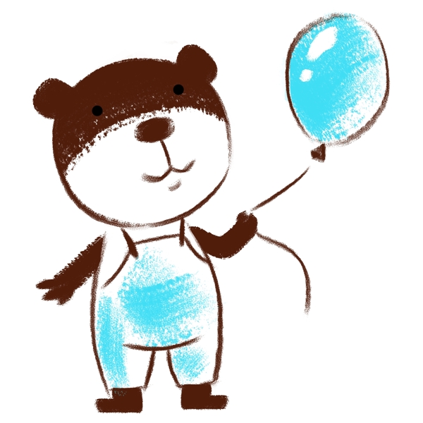 手绘拿气球的熊猫插画