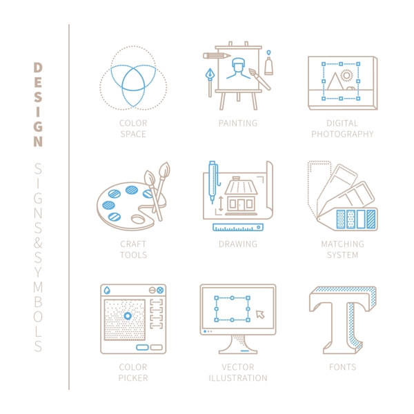 简约线性图标设计矢量素材