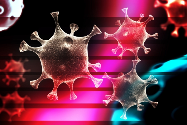 彩色背景下的病毒细胞图片
