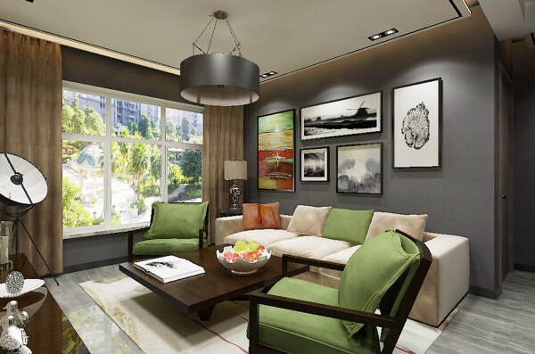 模型客厅空间现代风格效果图