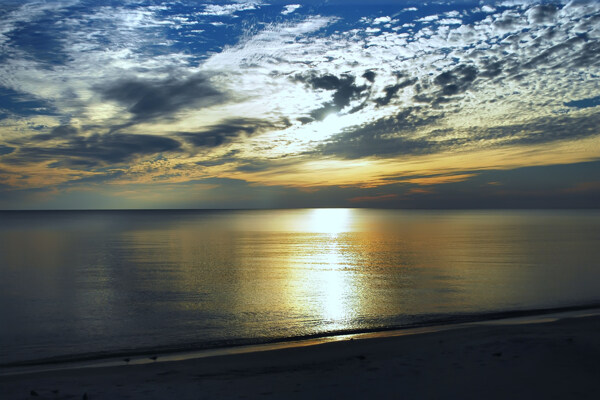 夕阳海洋景色图片