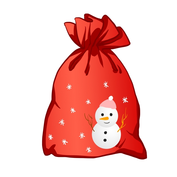 可爱的雪人礼物袋插画