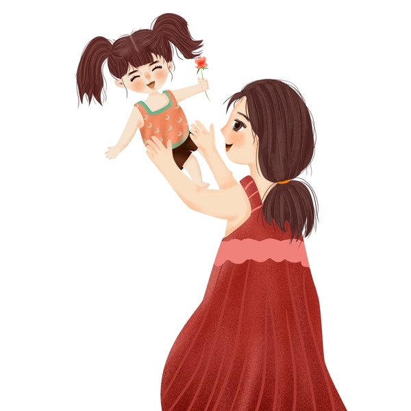 温馨母亲节快乐抱着孩子的妈妈