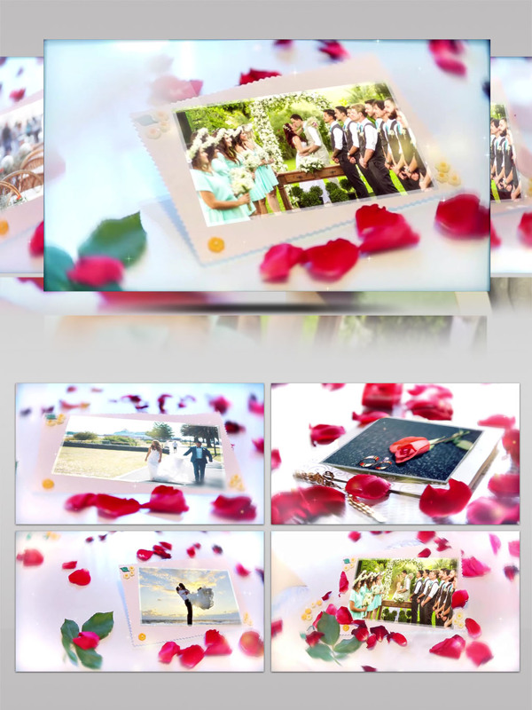 浪漫玫瑰场景婚礼告白相册展示AE模板