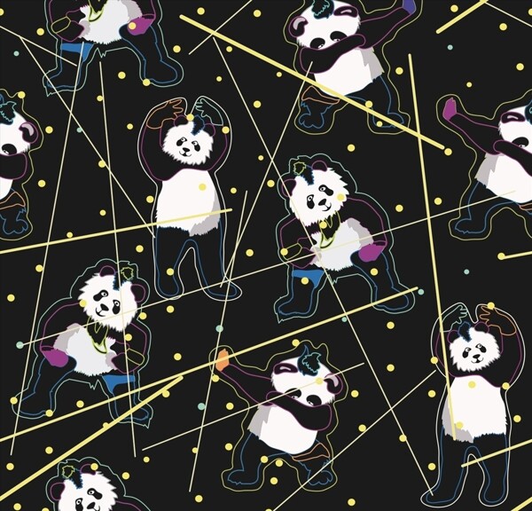 卡通熊猫四方连续底纹