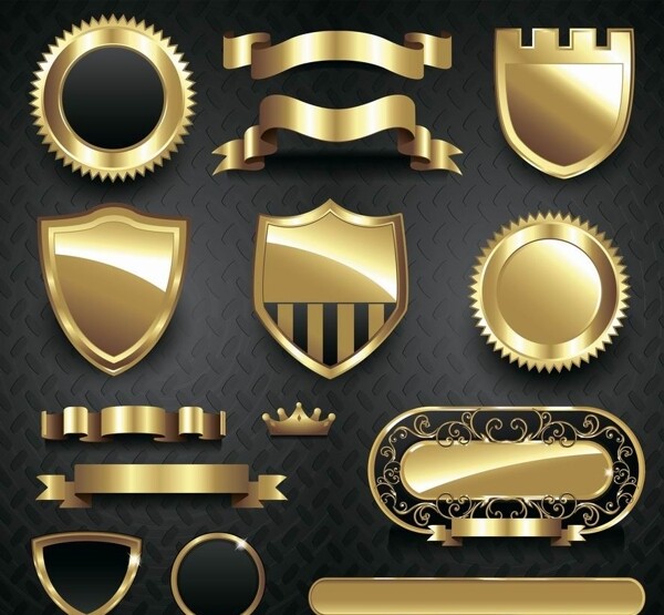 金色欧式标签盾牌