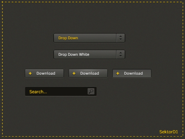 简单的深色的WebUI元素盒PSD
