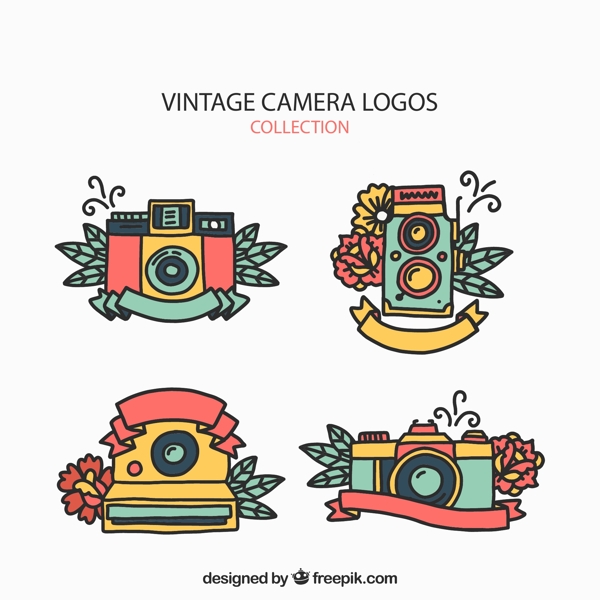 照相机和花卉标志图片