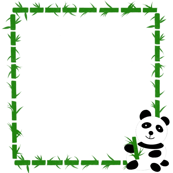 绿色竹子植物边框卡通熊猫元素