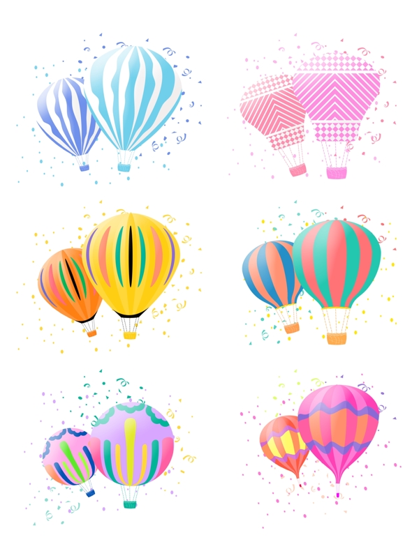 漂浮气球彩色热气球碎纸装饰卡通气球素材