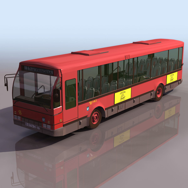 红色城市公交车模型