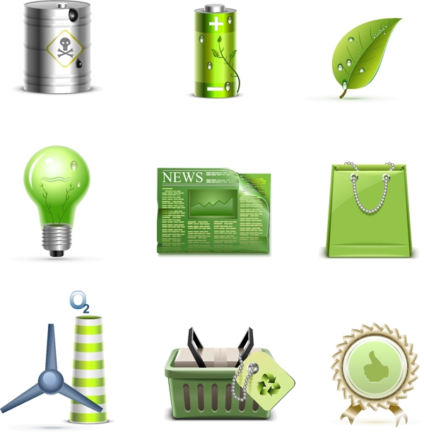 绿色环保生态图标矢量图片