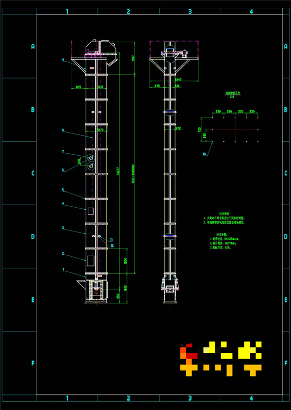 斗式提升机CAD景观图纸