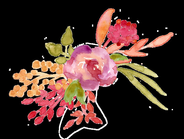 幸福花卉卡通透明素材