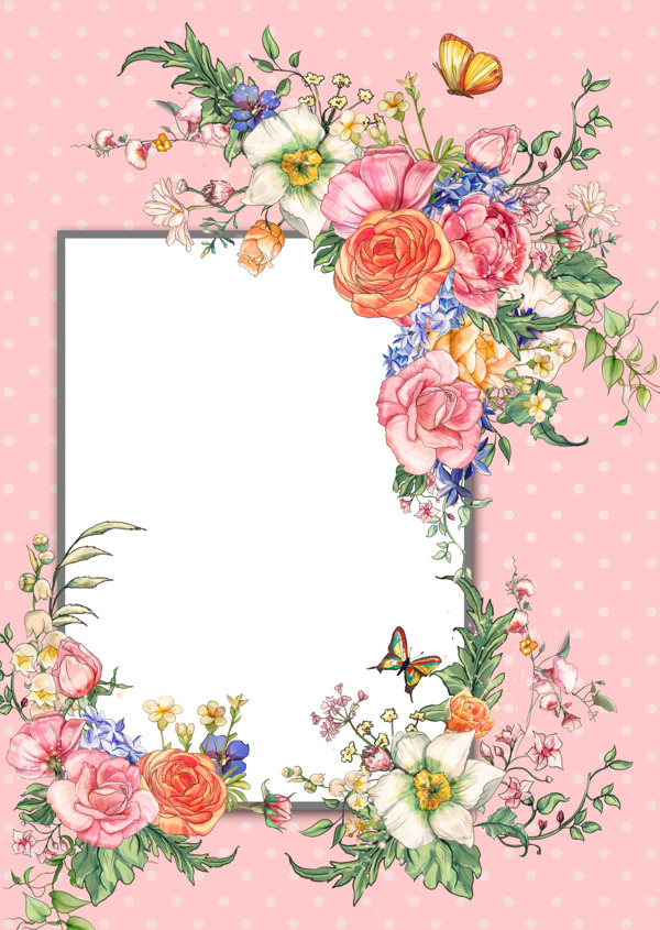 彩绘花卉装饰边框图案