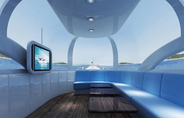 大气蓝色商业空间游艇室内效果图设计图片