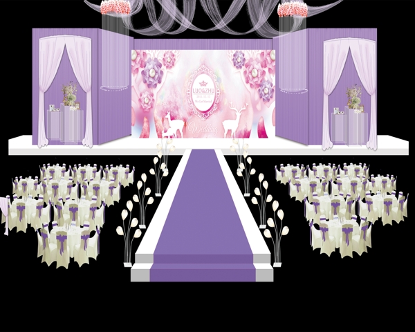 紫色婚礼舞台效果