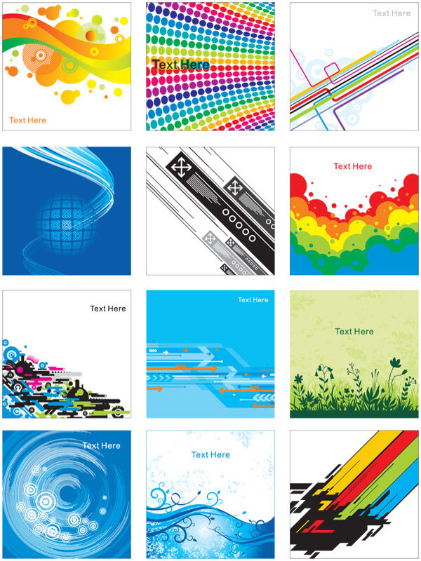 创意炫彩图案卡片矢量图