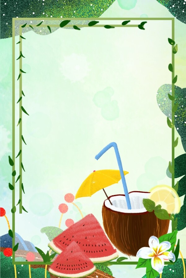 夏季西瓜椰汁冰爽背景图片