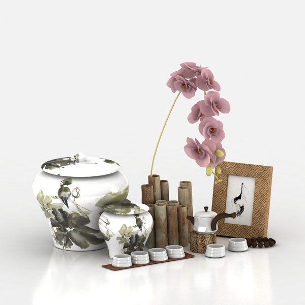 陶瓷罐陶瓷茶具木手链花瓶相框组合