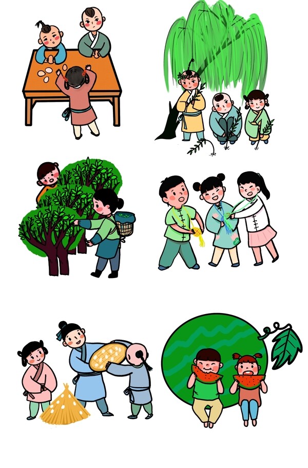 二十四节气传统习俗卡通PNG