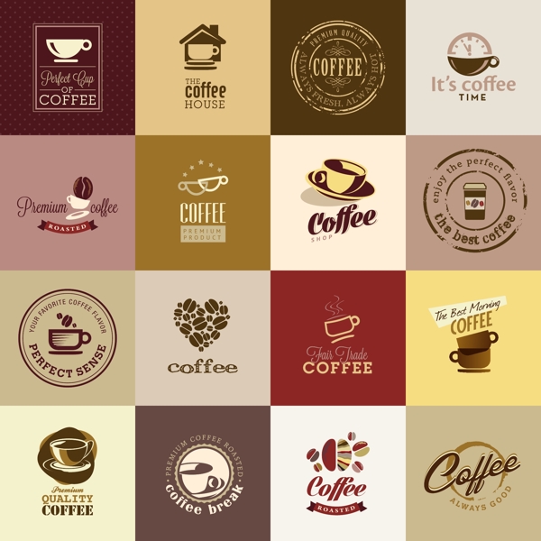 LOMO色彩精美矢量咖啡图标素材