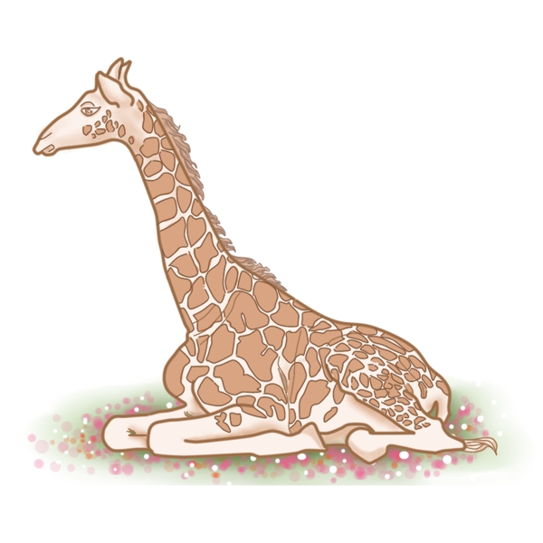 简约创意手绘风动物园长颈鹿可商用元素