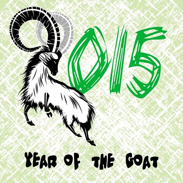 2015羊年绿色线条山羊挂历