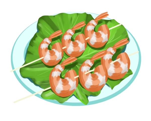 手绘海鲜虾肉插画