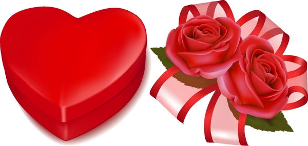 情人节礼盒玫瑰矢量图片