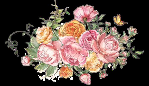 春意花卉透明装饰图案