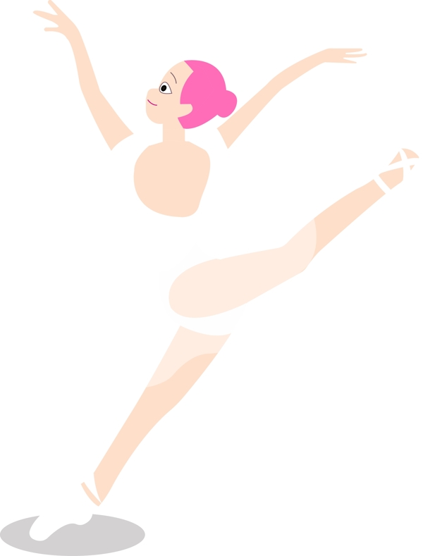 卡通手绘芭蕾舞蹈员跳舞矢量图