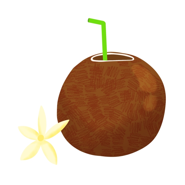 手绘夏季水果椰子度假元素免抠png装饰