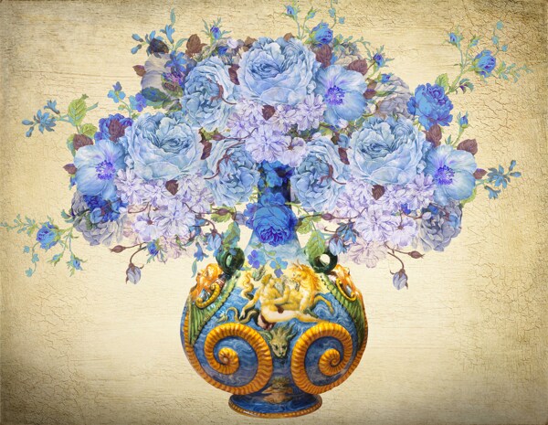 花瓶复古花瓶牡丹欧式花瓶