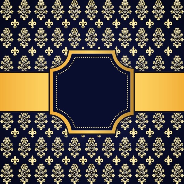 金色边框与装饰图案背景矢量素材