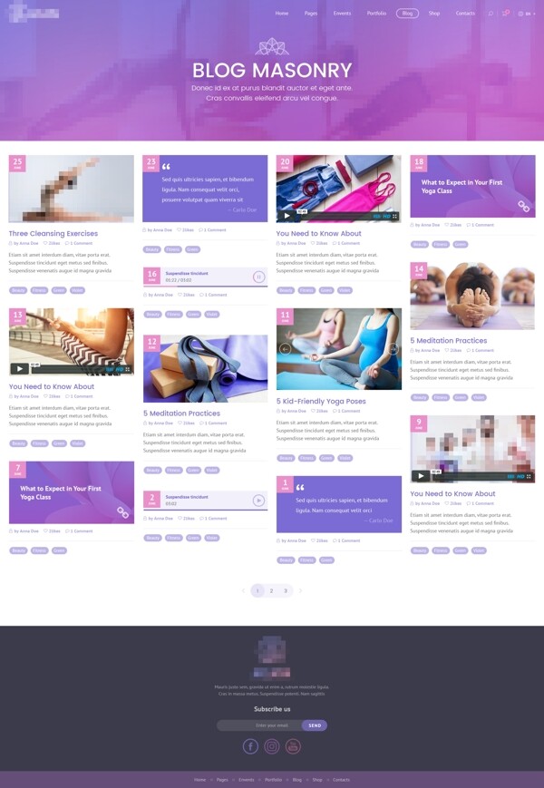 紫色的健身运动瑜伽网站建设项目