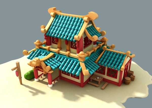 精致古代小楼maya3d模型