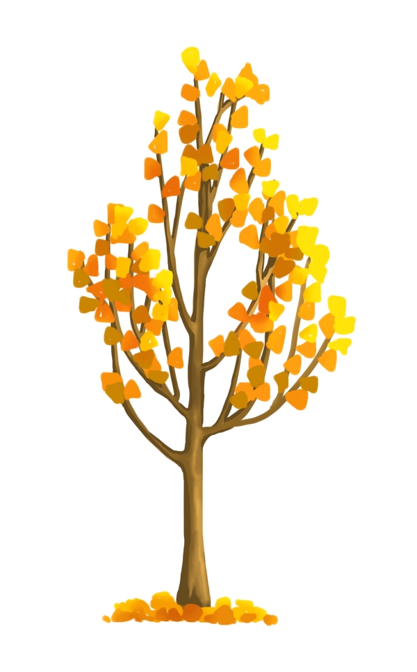 黄色立体大树插图