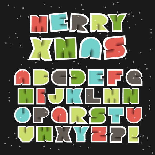 26个圣诞节剪贴字母矢量素材