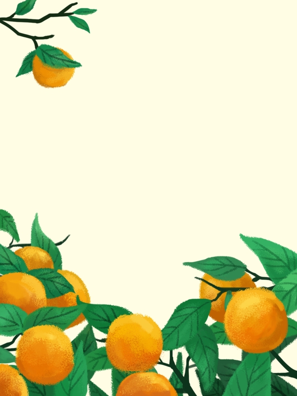 纯原创小清新风景橘子树广告背景