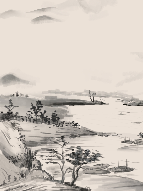 国潮中国风山水画背景