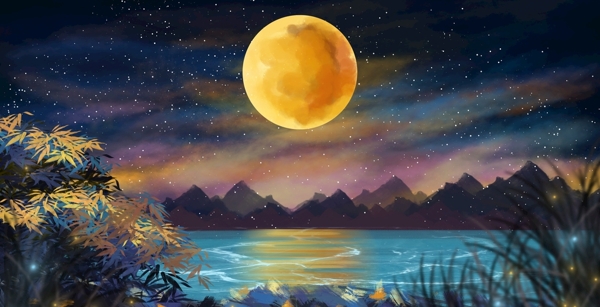 中秋月圆美景海报图片