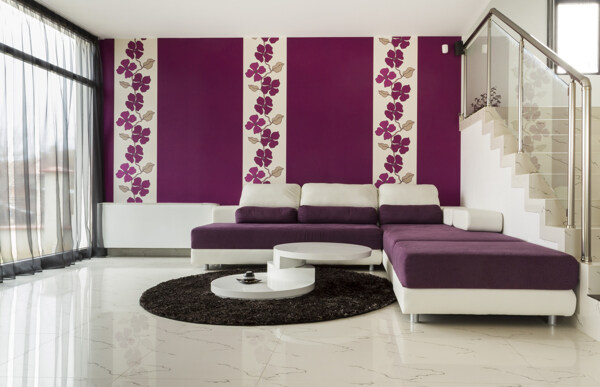 客厅紫色装修图片